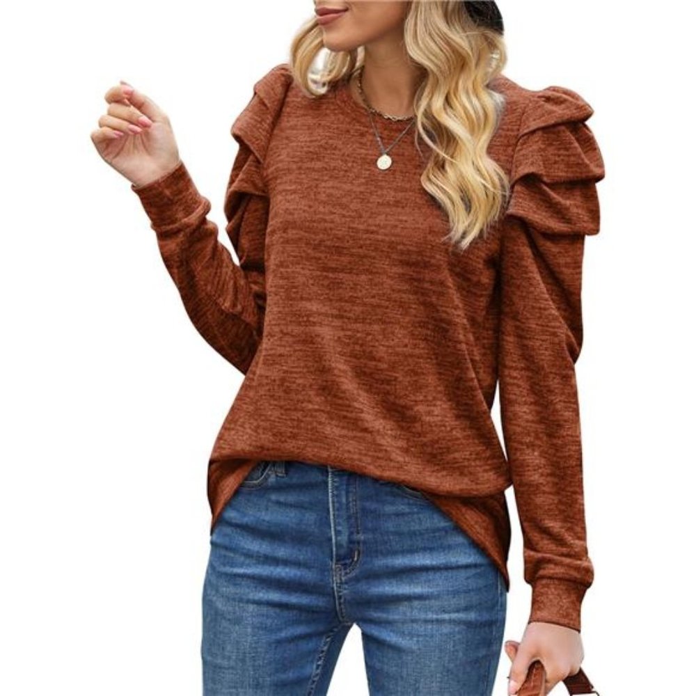 Crewneck Sweatshirt for Women‎ Fall Fashion 2023 Puff Sleeve Tops